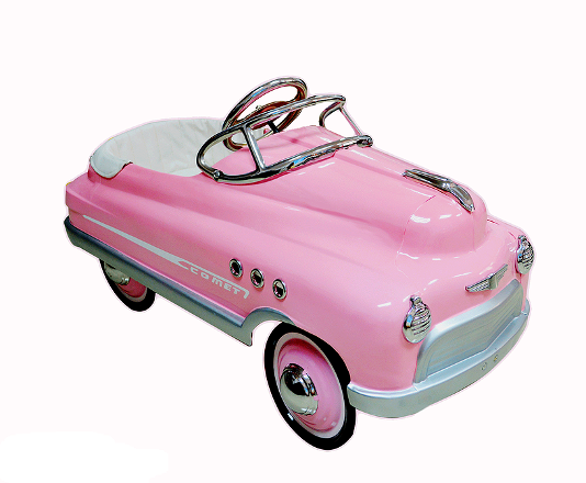 pink metal pedal car